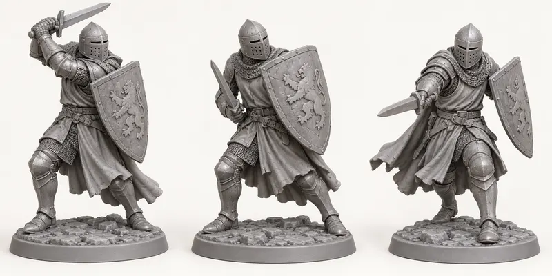 Figurines Chevaliers en résine, fiche de poses 1