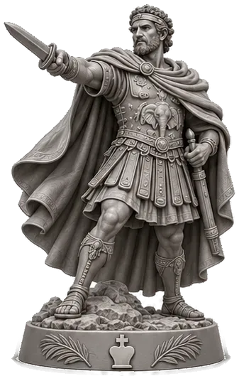 Roi Carthage en résine : général inspiré d’hannibal