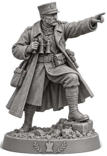 Roi Poilus en résine : commandant