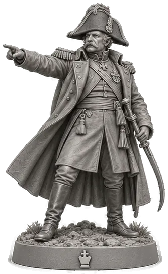 Roi Prussiens 1815 en résine : commandant inspiré de blücher